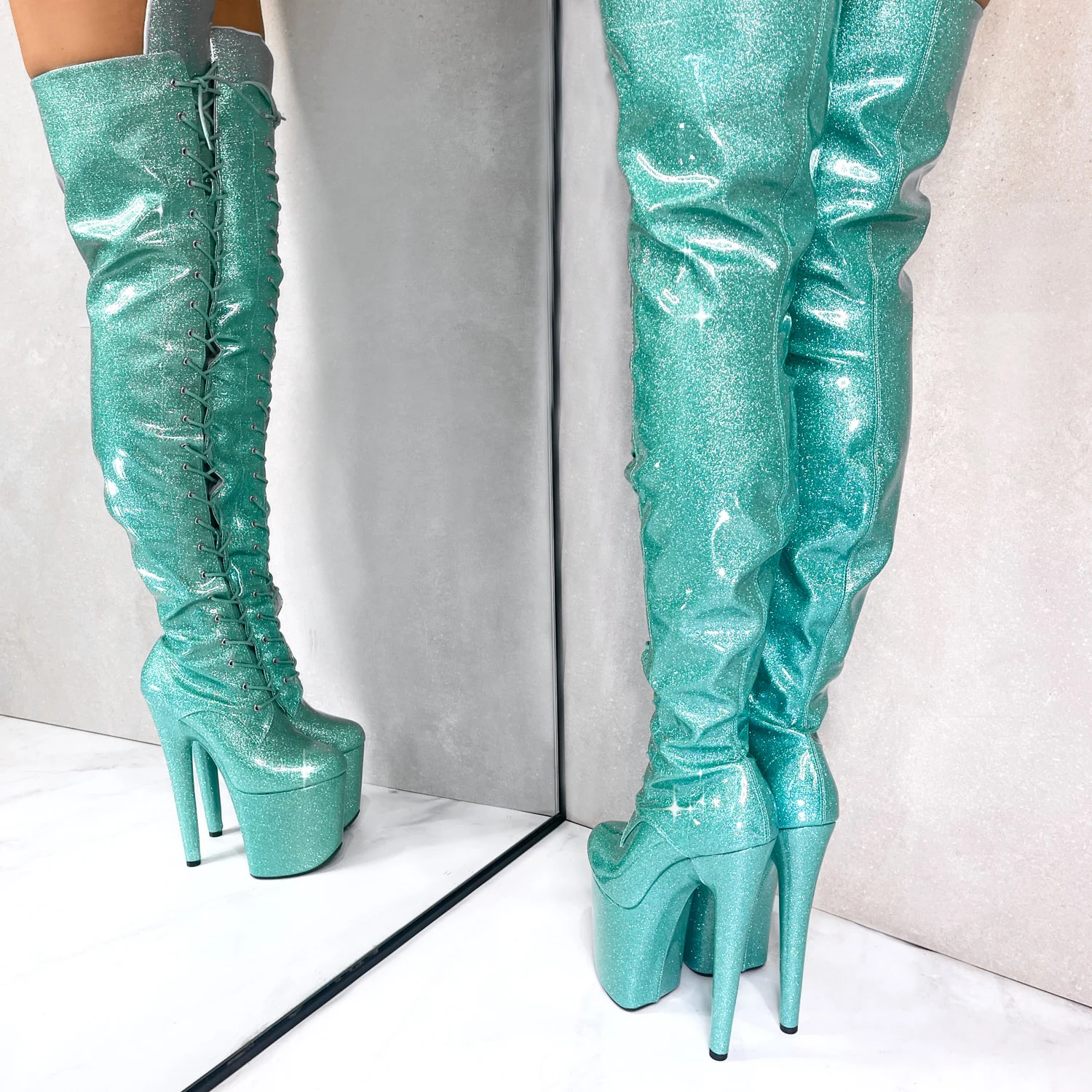 Glitterati Thigh High - Baby Blues - 8 INCH - Image 5