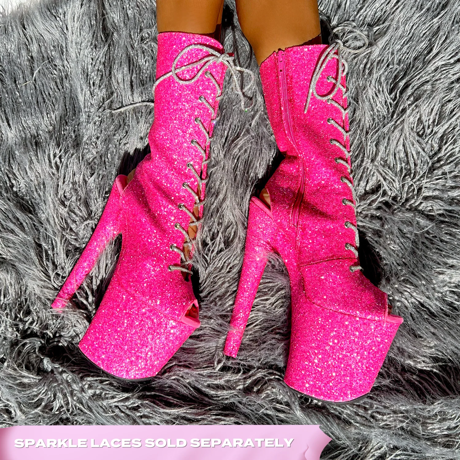 The Glitterati Xtra - OHOT Boot - Kitty Pink - 8INCH - Image 3