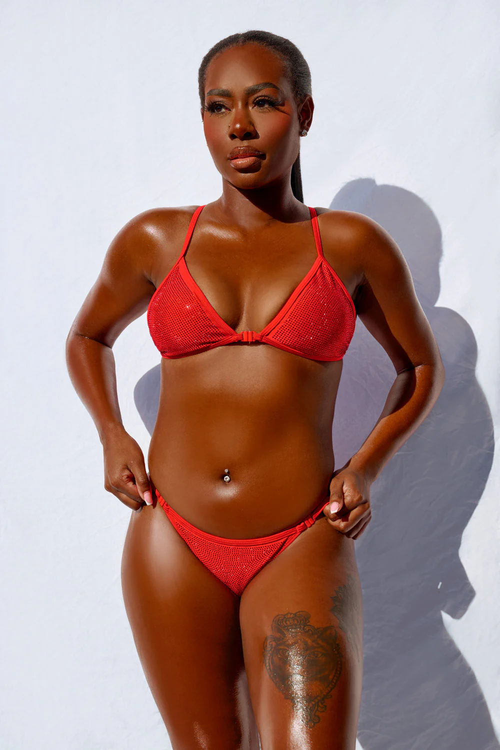 HOAH Bikini Clasp Release Snaplock Top - Sparkle Red - Image 5