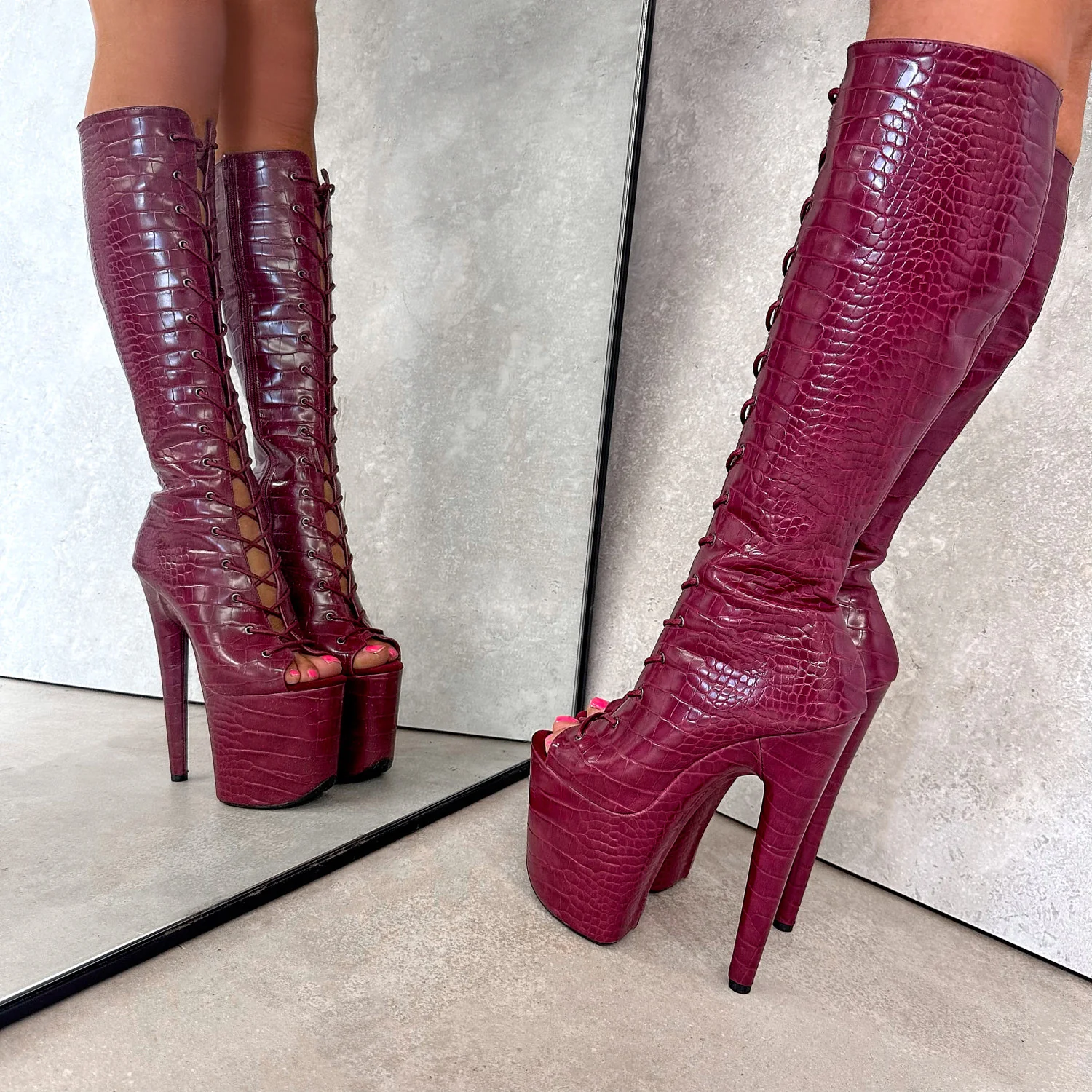 I Donât Bite - Knee Boot Open Toe - 8INCH - Image 3