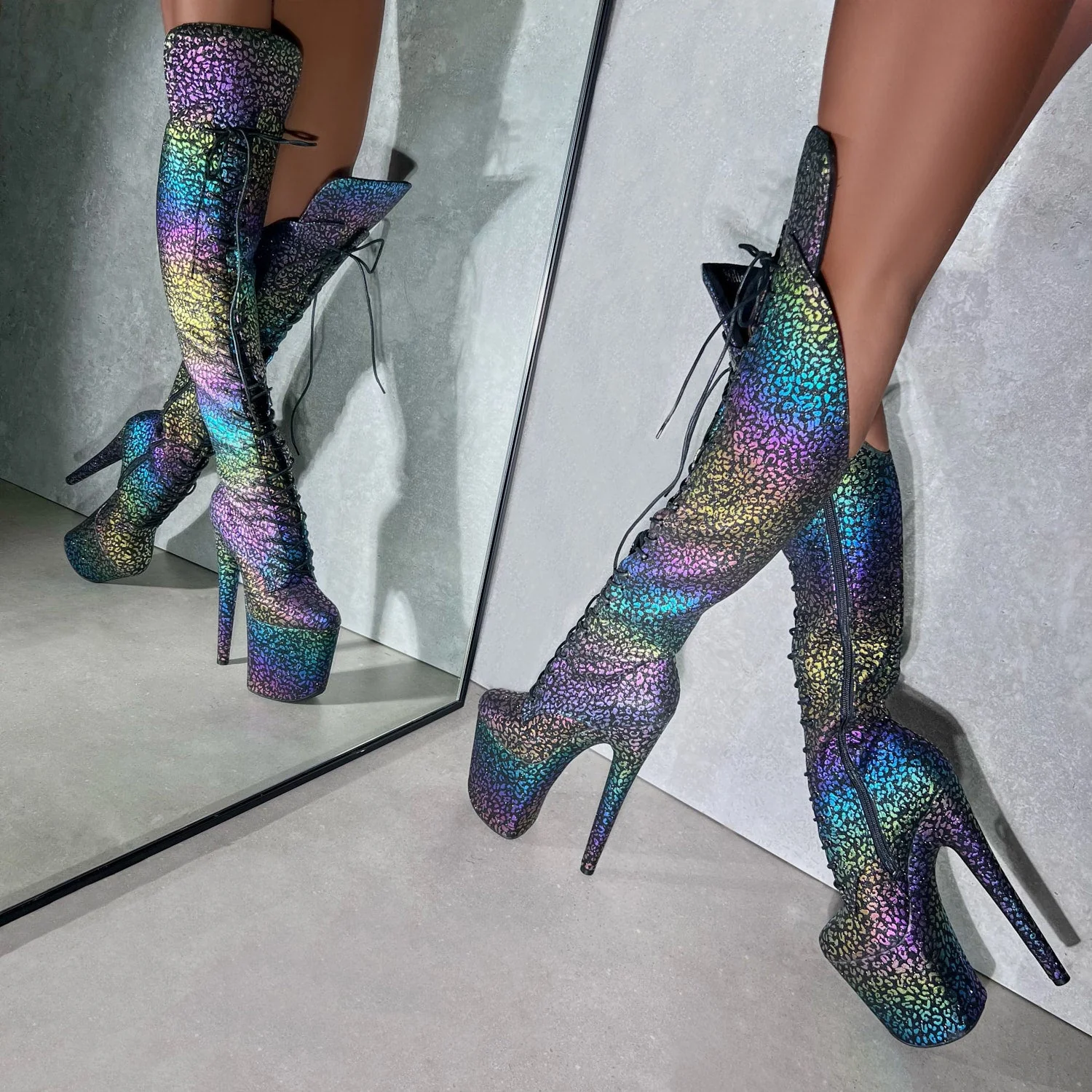 Moonlight Leopard Over Knee Boot - 8INCH