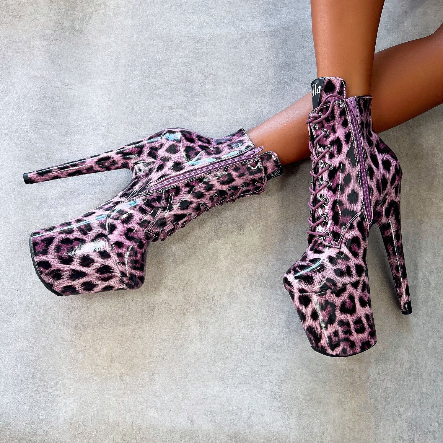 Purple Leopard Ankle Boot - 8 INCH - Image 2