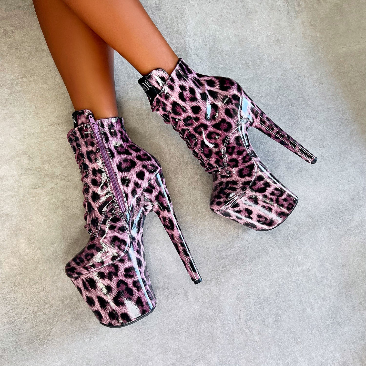Purple Leopard Ankle Boot - 8 INCH - Image 4