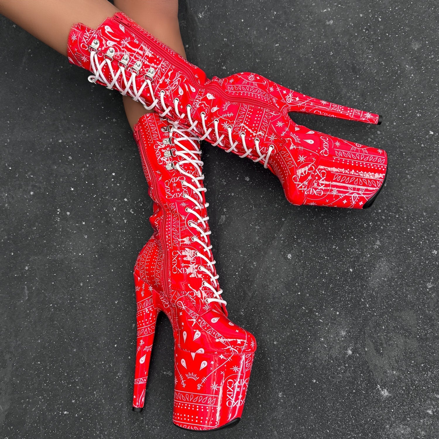 Drop it Like its THOT - Calf Boot - 8INCH - Red - Image 3