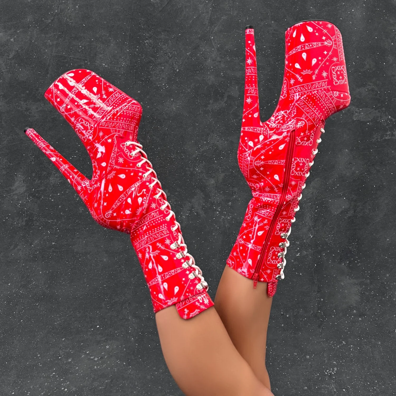 Drop it Like its THOT - Calf Boot - 9INCH - Red - Image 2