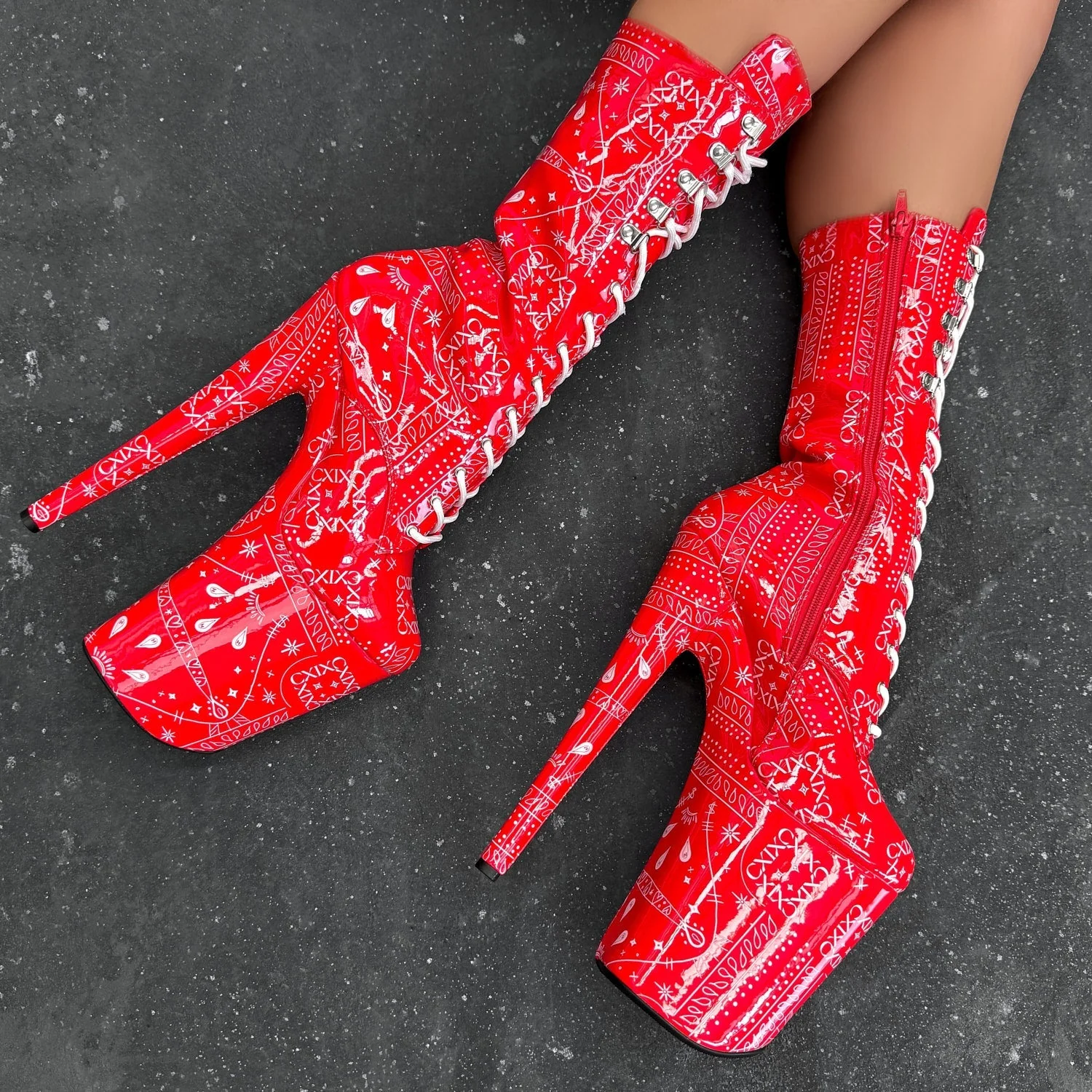 Drop it Like its THOT - Calf Boot - 9INCH - Red - Image 5