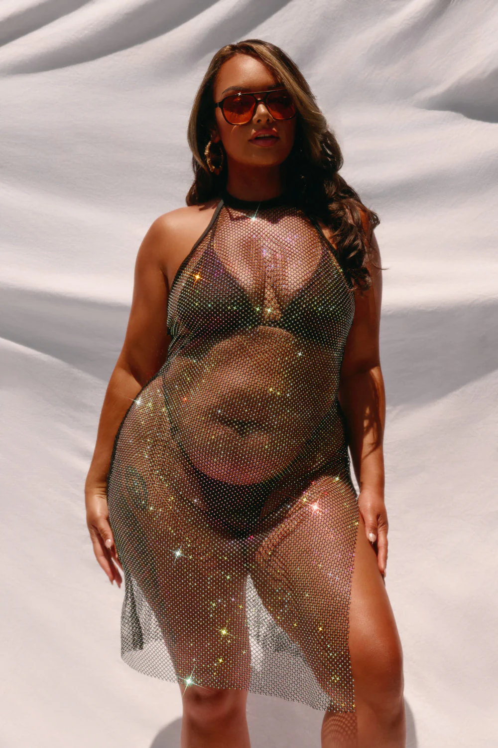 Diamond-drip Fantasy Choker Dress - Sparkle Black - Image 7