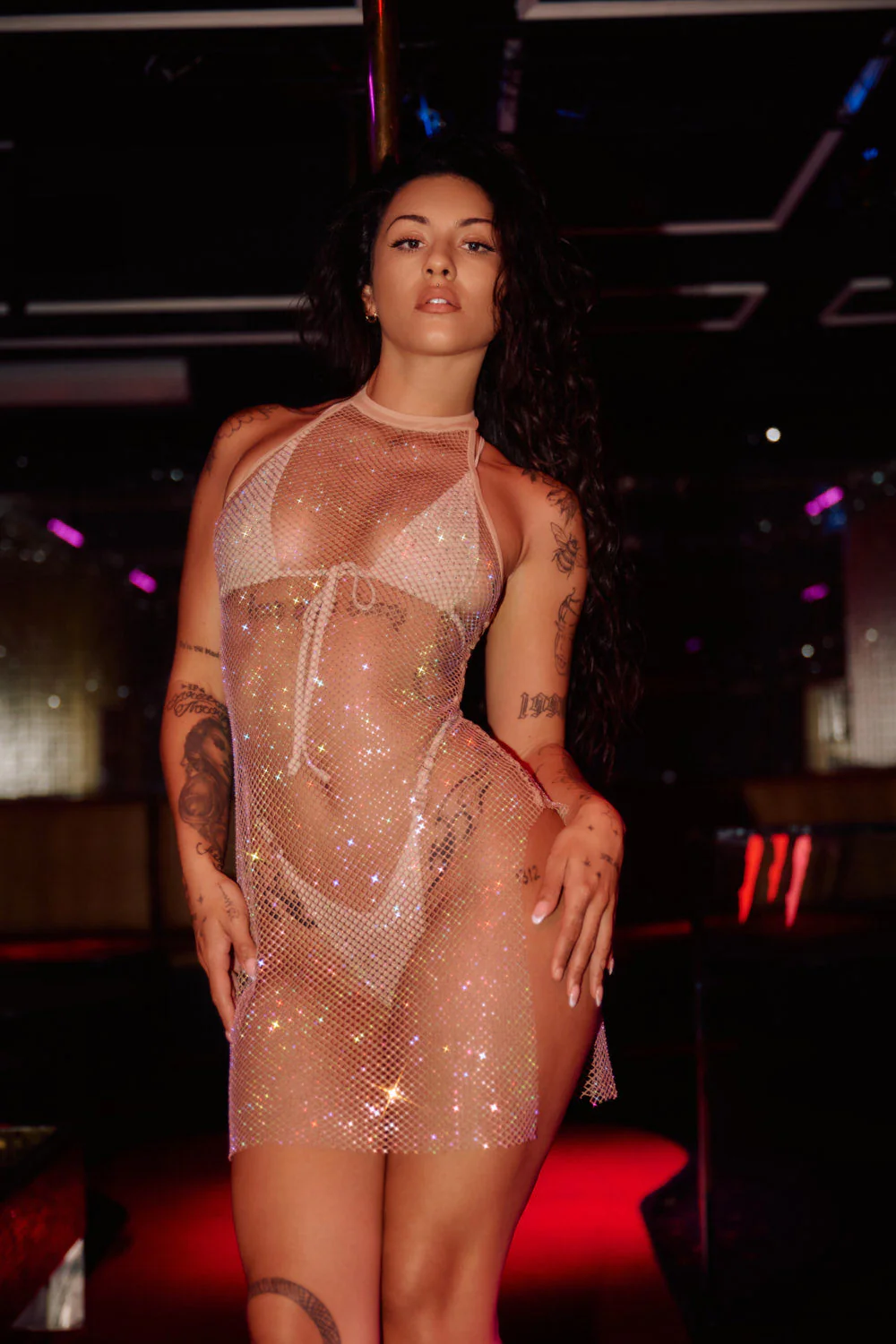 Diamond-drip Fantasy Choker Dress - Honey - Image 5