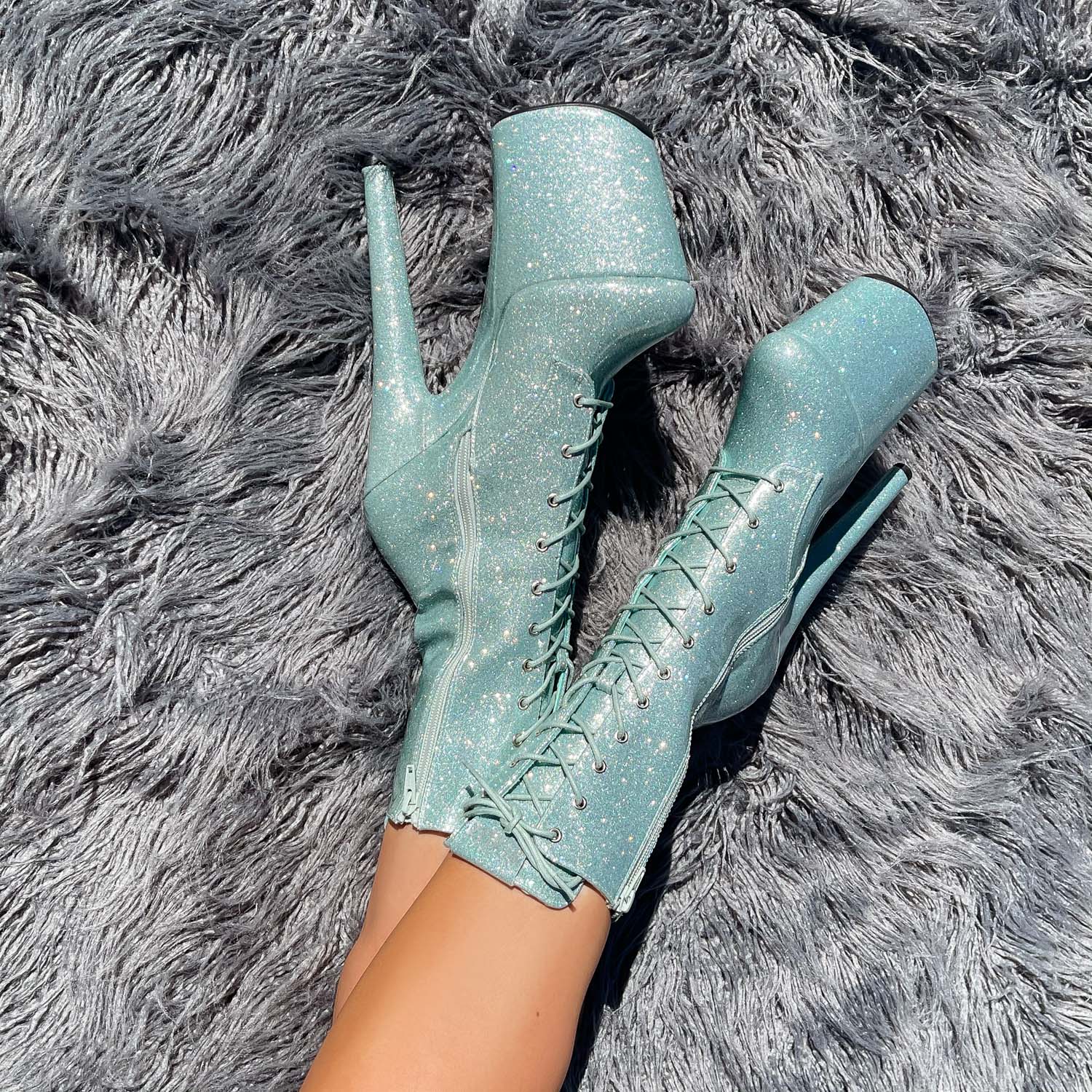 The Glitterati Boot - Ice Ice Baby - 8 INCH