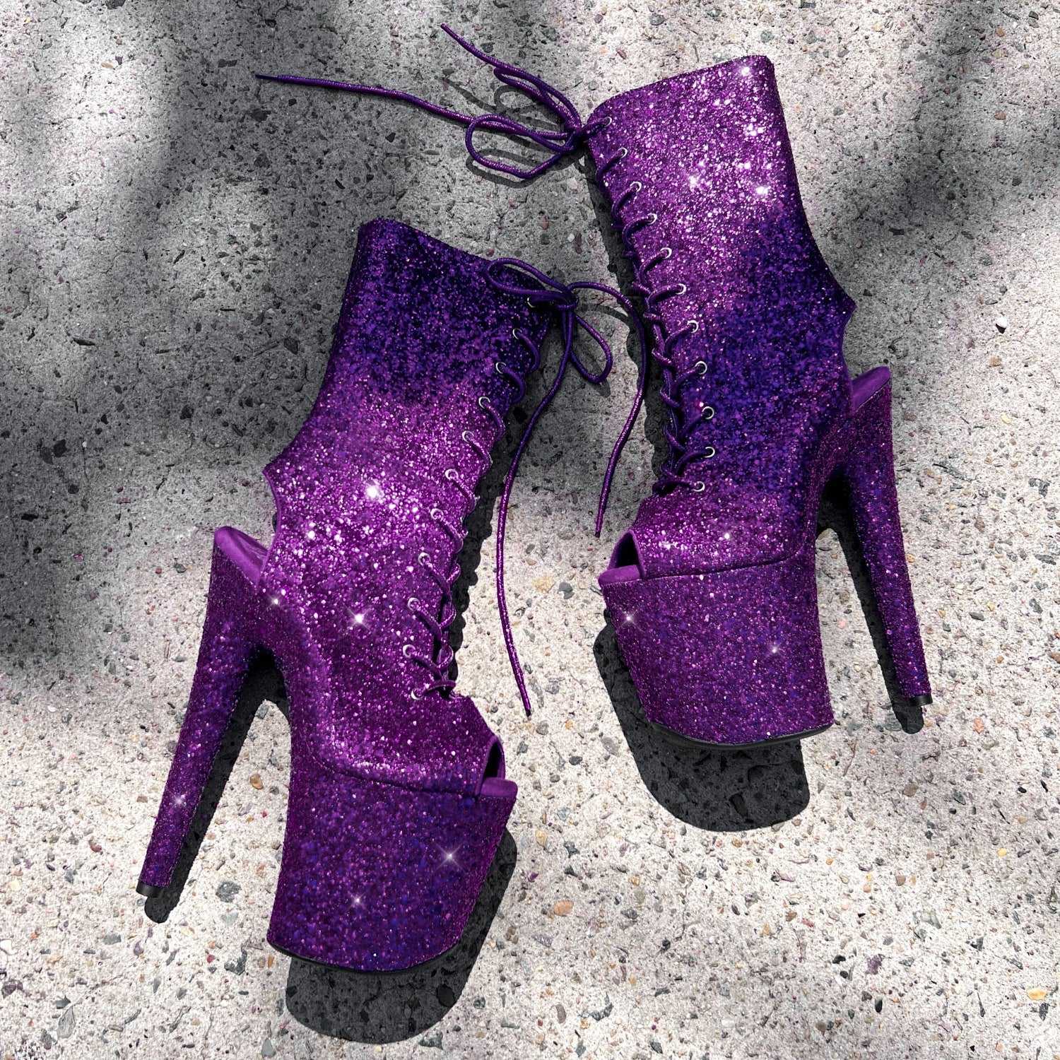 The Glitterati Xtra - OHOT Boot - DARK PURPLE - 8INCH - Image 3